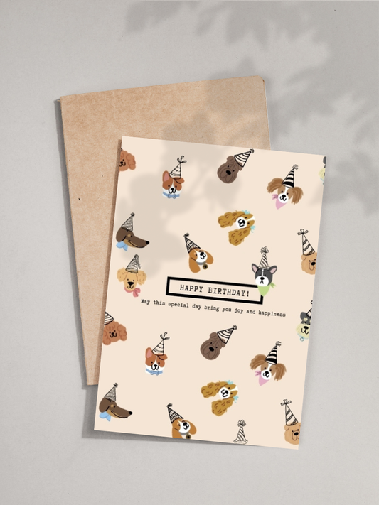 Birthday Paw-ty Card - Cute Dog Birthday Card