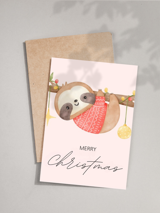 Cozy Sloth Christmas Card
