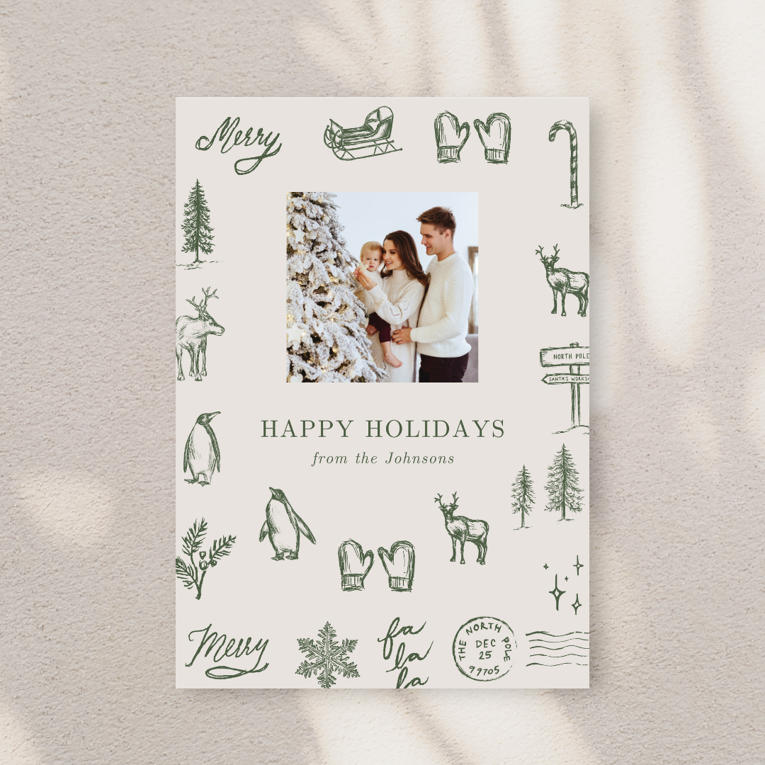 Holiday Card with Custom Photo Magnet - Set of 6